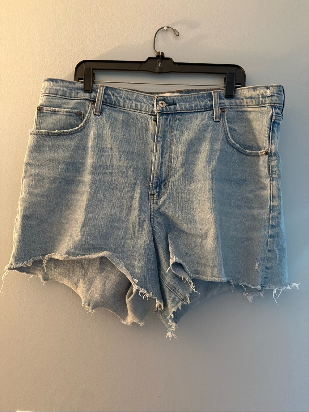 The Dad Shorts High-Rise Blue Denim Cutoff Shorts - Picture 3 of 5